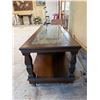Image 9 : Wooden Coffee Table w/ Carved Top & 2-Door Cabinet 60" x 20" x 17"H