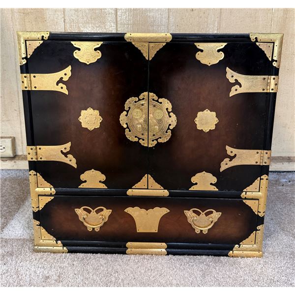 Wooden Asian Tansu-Style Cabinet w/ 2 Doors 