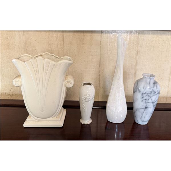 Qty 4 Vases w/ Some Maker's Marks, Misc Styles & Sizes