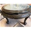 Image 10 : Carved Round Tea Table Set w/ 4 Matching Nesting Stools 30" Dia, 19"H