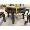 Image 12 : Carved Round Tea Table Set w/ 4 Matching Nesting Stools 30" Dia, 19"H