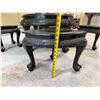 Image 14 : Carved Round Tea Table Set w/ 4 Matching Nesting Stools 30" Dia, 19"H