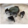 Image 3 : Carved Round Tea Table Set w/ 4 Matching Nesting Stools 30" Dia, 19"H