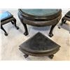 Image 7 : Carved Round Tea Table Set w/ 4 Matching Nesting Stools 30" Dia, 19"H