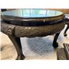 Image 8 : Carved Round Tea Table Set w/ 4 Matching Nesting Stools 30" Dia, 19"H