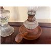 Image 4 : Qty 3 Vintage Floral Glass Kerosene Oil Lamps, Misc Sizes