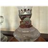 Image 5 : Qty 3 Vintage Floral Glass Kerosene Oil Lamps, Misc Sizes