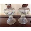 Image 6 : Qty 3 Vintage Floral Glass Kerosene Oil Lamps, Misc Sizes