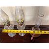 Image 7 : Qty 3 Vintage Floral Glass Kerosene Oil Lamps, Misc Sizes