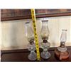 Image 8 : Qty 3 Vintage Floral Glass Kerosene Oil Lamps, Misc Sizes