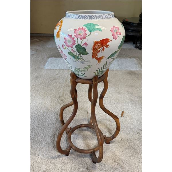Franklin Mint The Vase of the Golden Carp by Zhe Zhou Jiang on Stand 12" Dia,  34"H