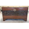 Image 1 : Carved Wooden Chest w/ Hinged Lid Made in Hong Kong 40" x 21" x 23"H