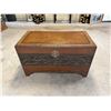 Image 2 : Carved Wooden Chest w/ Hinged Lid Made in Hong Kong 40" x 21" x 23"H