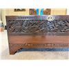 Image 4 : Carved Wooden Chest w/ Hinged Lid Made in Hong Kong 40" x 21" x 23"H