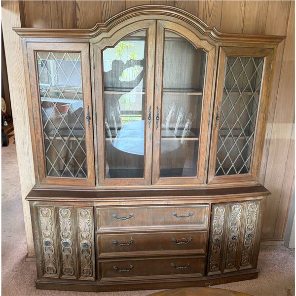Yuan Yu Wooden 2-Piece Hutch w/ China Cabinet & Drawers 72" x 17" x 80"H