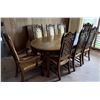 Image 1 : Oval Wooden Dining Table w/ Leaf Extension 80" x 44" x 30"H  & 8 Chairs 18" x 45"H