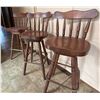 Image 1 : Qty 3 Wooden Bar-Height Chairs w/ Footrests 18" x 15" x 41"H