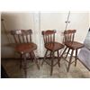 Image 2 : Qty 3 Wooden Bar-Height Chairs w/ Footrests 18" x 15" x 41"H