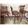 Image 5 : Qty 3 Wooden Bar-Height Chairs w/ Footrests 18" x 15" x 41"H