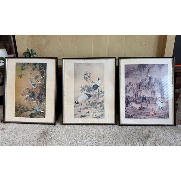 Qty 3 Asian Artworks 16" x 21", Framed