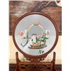 Image 2 : Cats in a Basket Wooden Floral Table Screen 15" Dia, 21.5"H