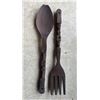Image 1 : Large Carved Wooden Spoon & Fork 21"L