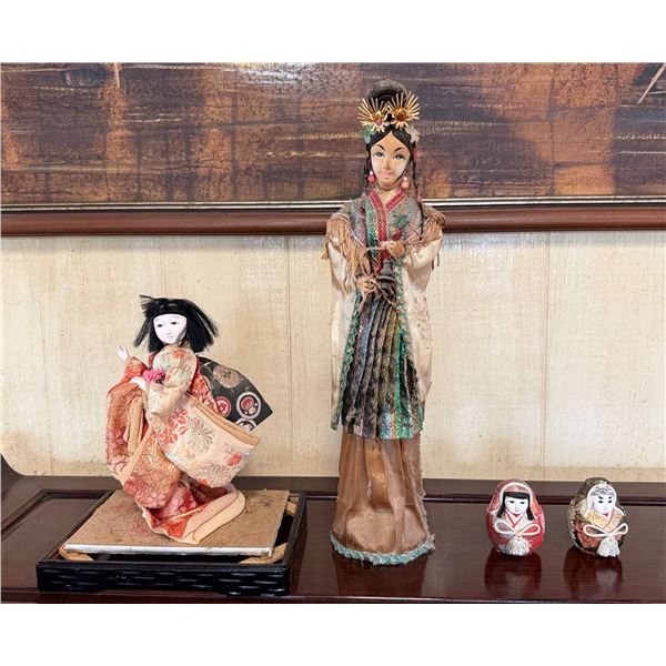 Qty 4 Asian Figurines, Misc Sizes