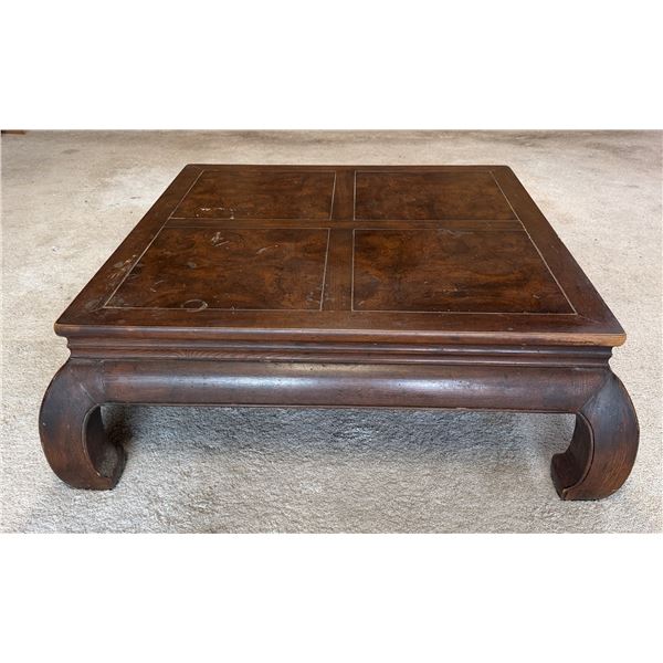 Low Wooden Table w/ Curved Legs 42" x 42" x 15"H