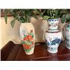Image 2 : Qty 4 Asian Floral Vases w/ Artificial Flowers, Misc Sizes