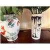 Image 4 : Qty 4 Asian Floral Vases w/ Artificial Flowers, Misc Sizes
