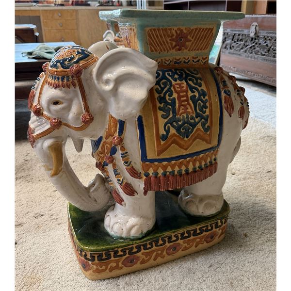 Ceramic White Elephant Plant Stand 18" x 9" x 22"H