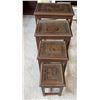 Image 1 : Set of 4 Carved Wooden Nesting Tables 18" x 13" x 26" (largest)