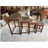 Image 2 : Set of 4 Carved Wooden Nesting Tables 18" x 13" x 26" (largest)