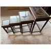 Image 7 : Set of 4 Carved Wooden Nesting Tables 18" x 13" x 26" (largest)