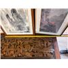 Image 7 : Qty 3 Asian Artworks w/ Calligraphy, Misc Sizes, Framed