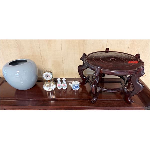 Wooden Plant Stand, 3 Vases, Pitcher & Clock, Misc Sizes