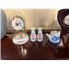 Image 2 : Wooden Plant Stand, 3 Vases, Pitcher & Clock, Misc Sizes