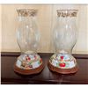 Image 1 : Qty 2 Franklin Mint Les Fruit de Provence Candle Holders w/ Hurricane Glass 10"H