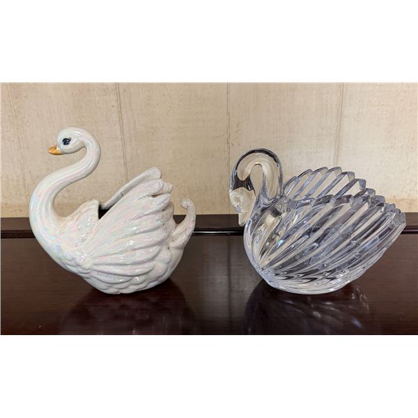Qty 2 Swan Figure Bowls, Misc Sizes