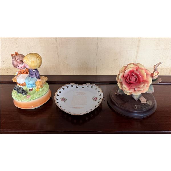 The Everlasting Rose on Stand, Lord's Prayer Dish & Children Figurine, Misc Sizes