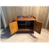 Image 2 : Wooden 2-Door Cabinet w/ Asian Characters & Inside Shelf 38" x 20" x 29"H