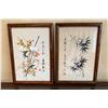 Image 1 : Qty 2 Asian Floral Artwork w/ Maker's Mark & Characters