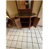 Image 2 : Wooden Cabinet w/ 4-Doors, Stone Top & Wall Mirror 39" x 13.5" x 30"H (49" Mirror)