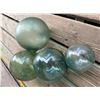 Image 1 : Qty 4 Japanese Glass Fishing Floats, Misc Sizes