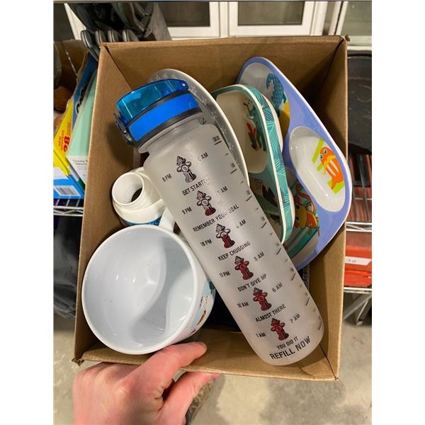 BOX LOT BABY PLATES, ETC