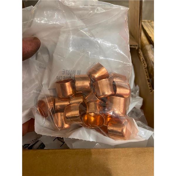 BOX LOT OF 1/2IN COPPER TUBE CAPS