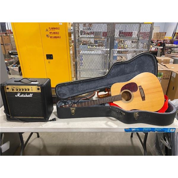 MARSHALL MG15 AMP AND CORT ACOUSTIC GUITAR