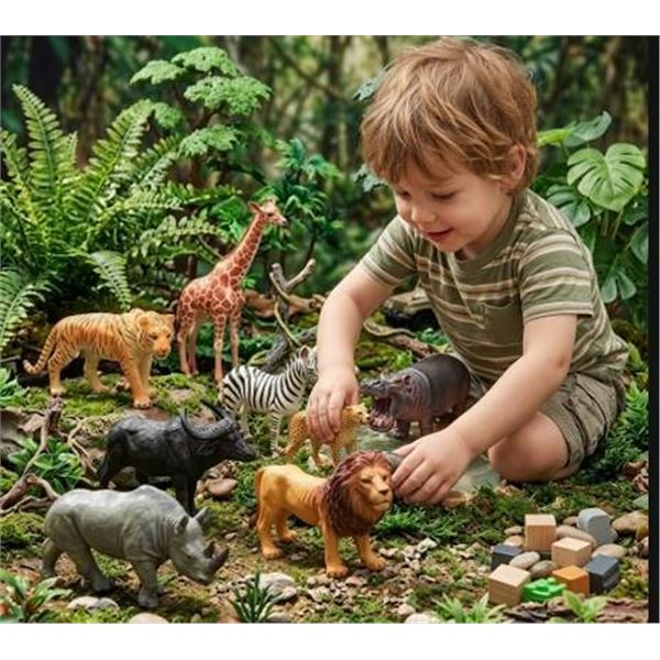 Prextex Safari Animals Playset 9 Piece