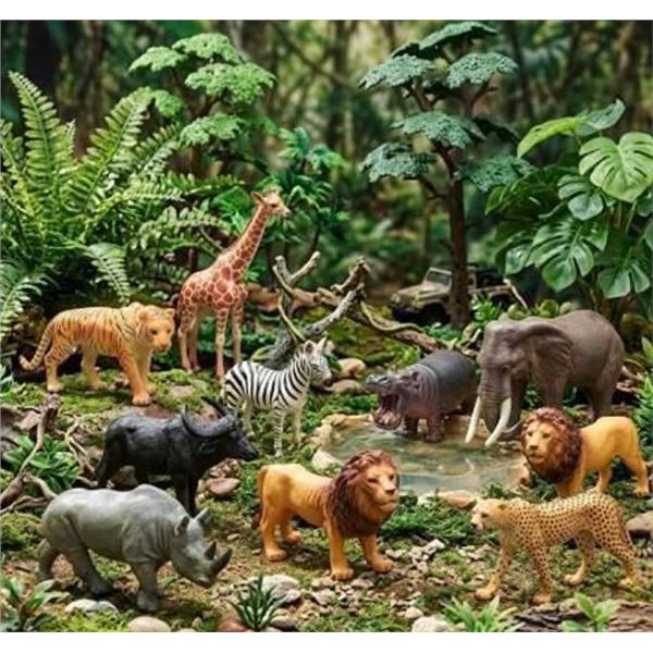Prextex Safari Animals 9 Piece Set