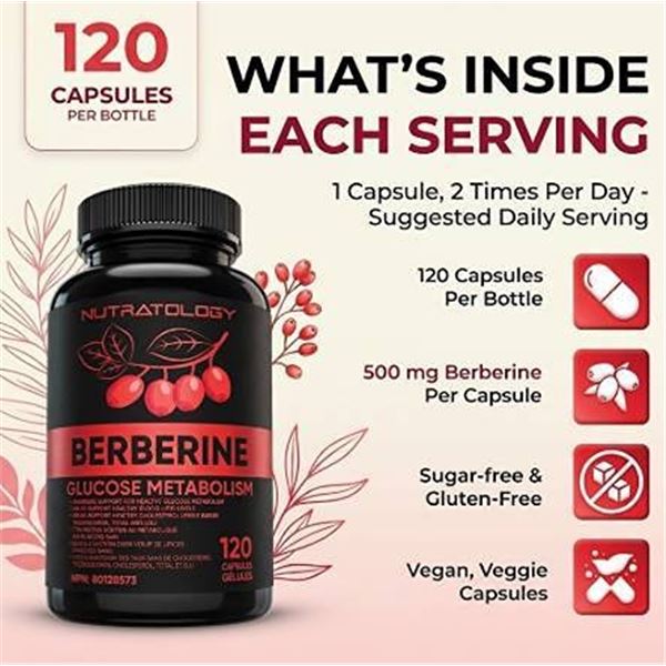 Nutratology Berberine Supplement, Canada - 120 count